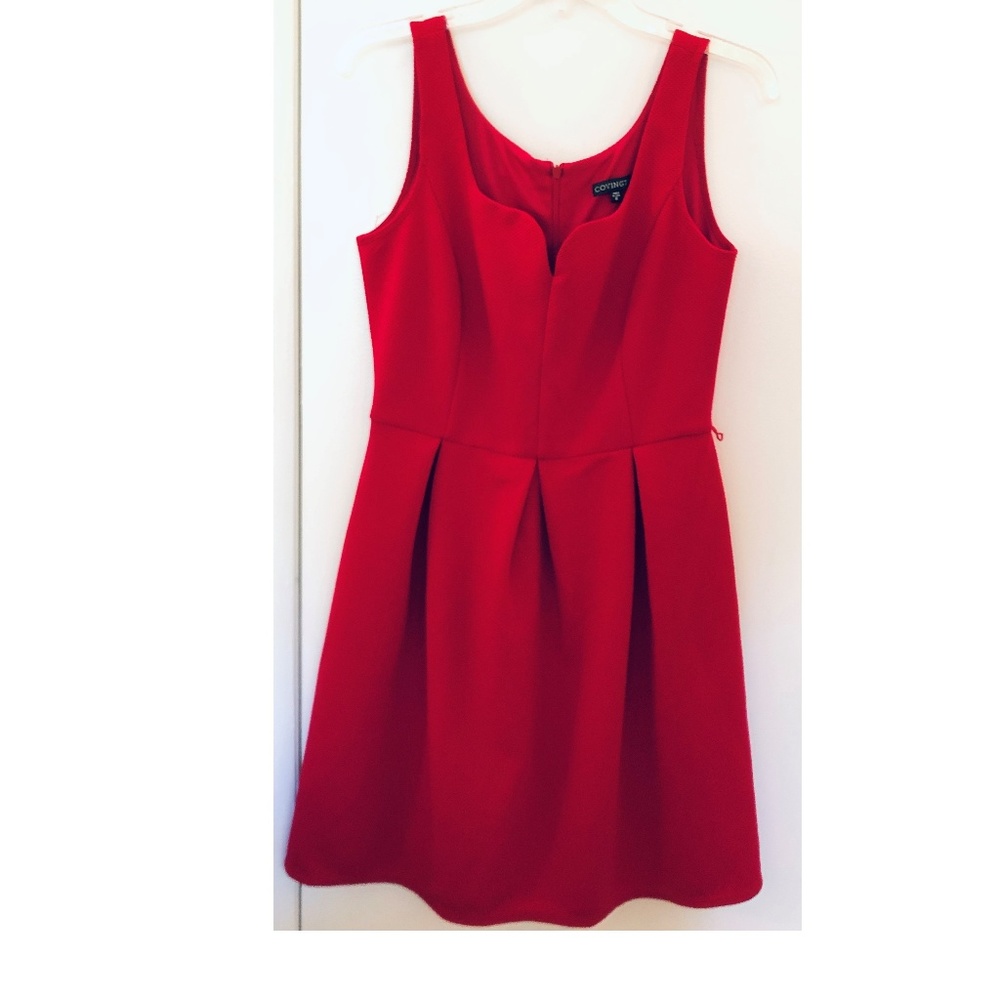 Red fit and flare knee length dress
